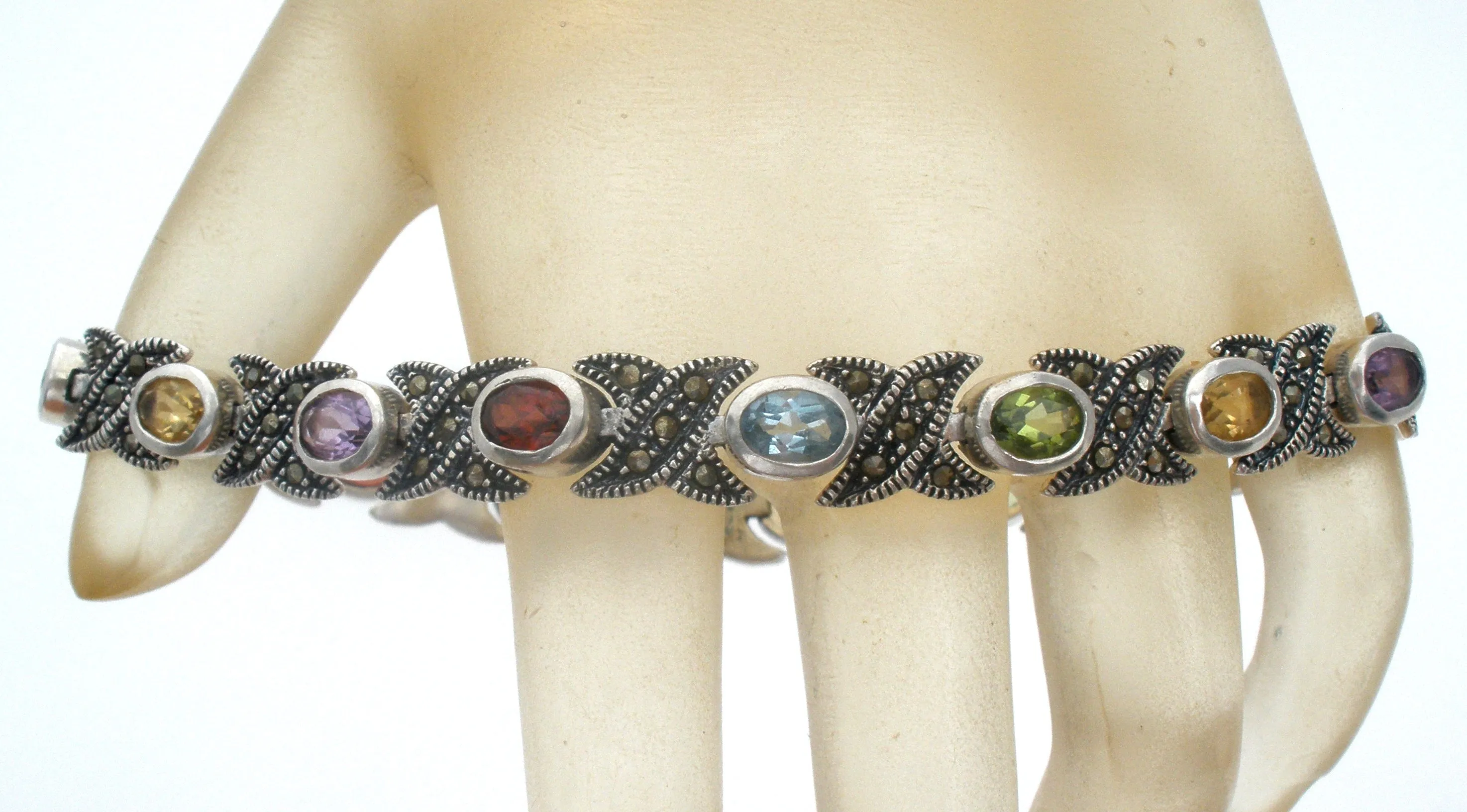 Multi Color Gemstone Hugs & Kisses 925 Bracelet