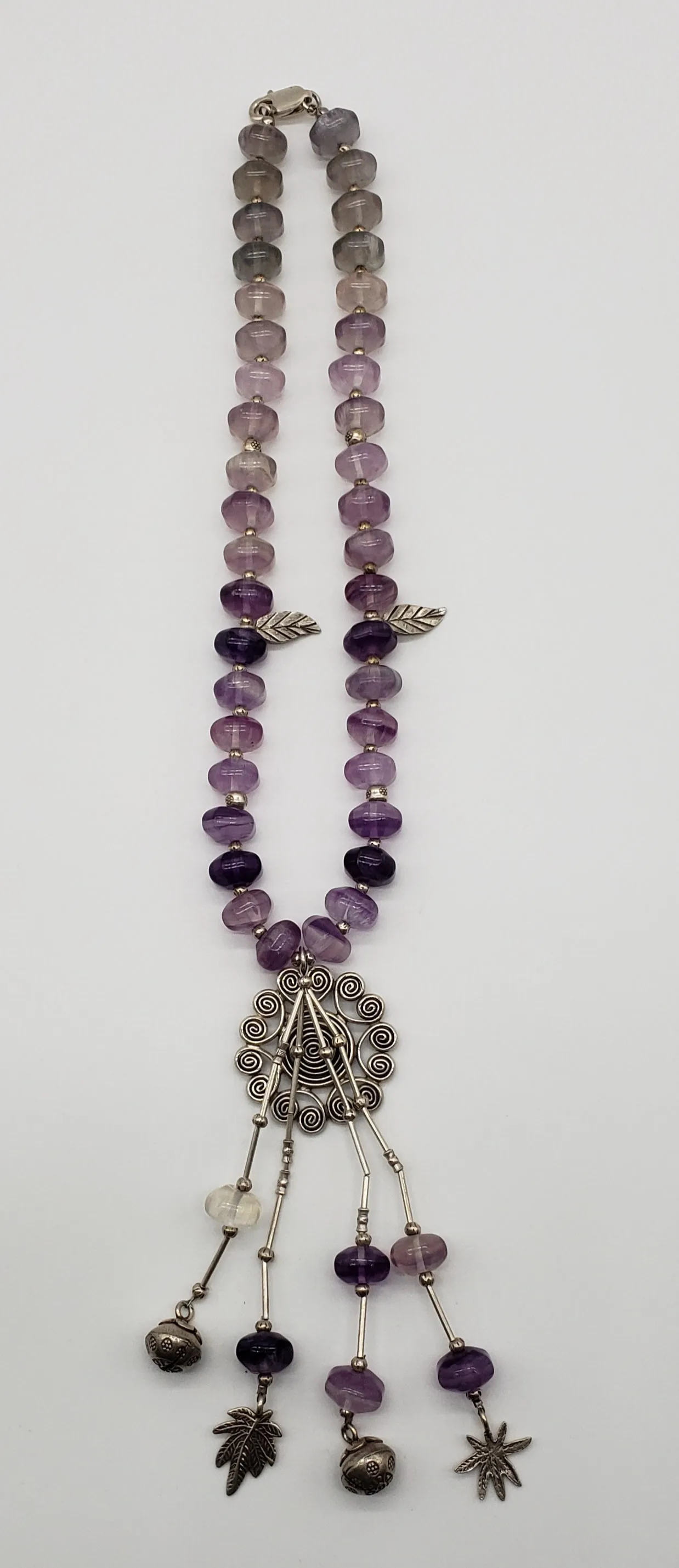 Natural Amethyst Crystal Studded Necklace ,one of a kind necklace