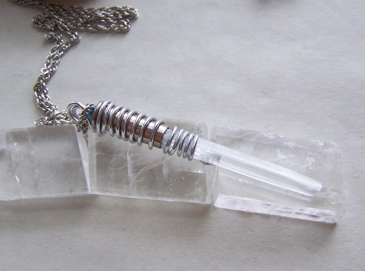 Natural Aquamarine Gemstone Wire Wrapped Bullet Pendant