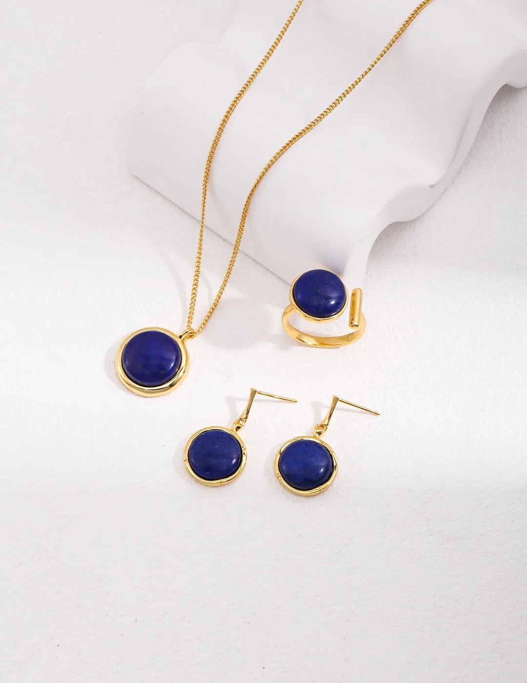 Natural Lapis Lazuli Stone Round Earrings