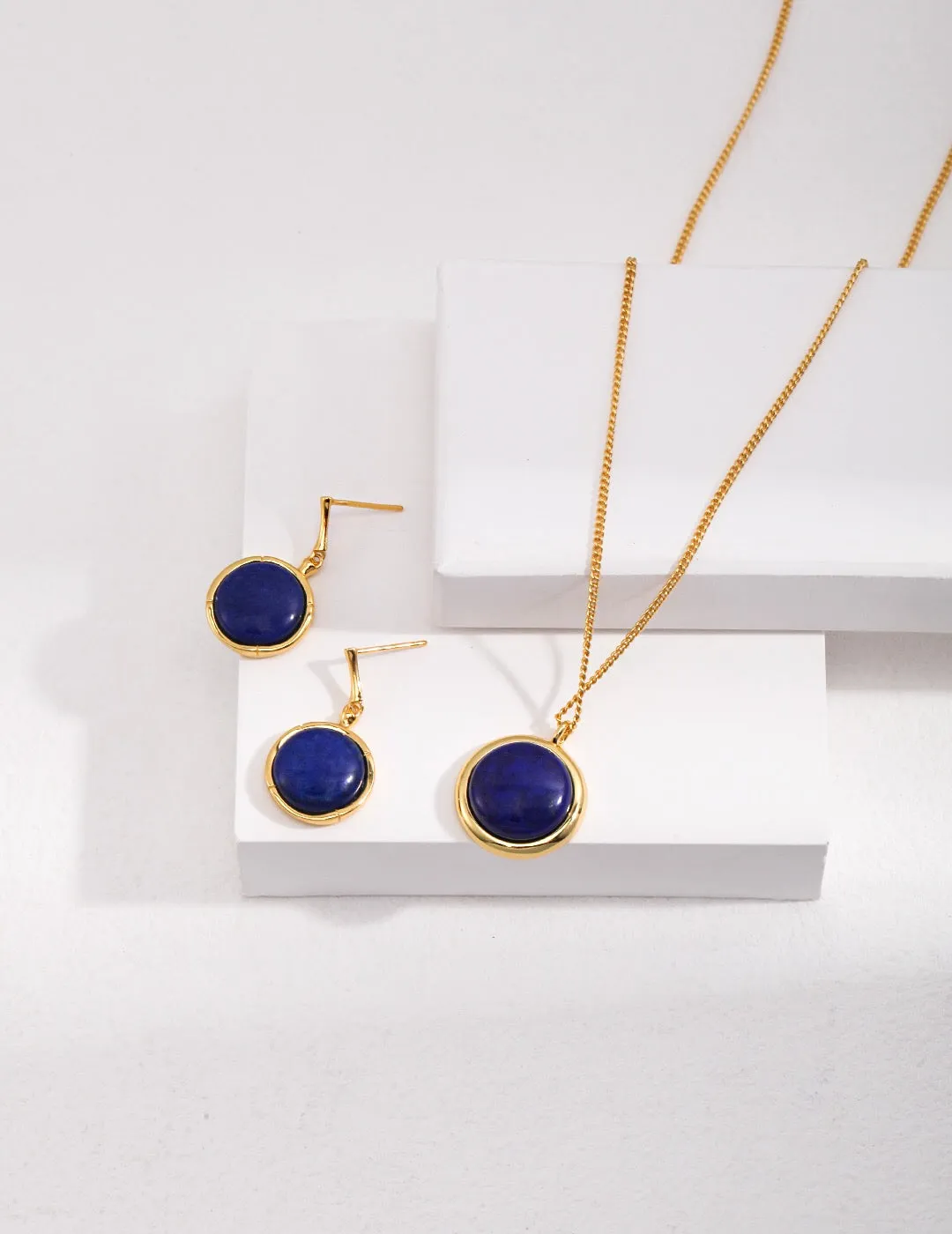 Natural Lapis Lazuli Stone Round Earrings