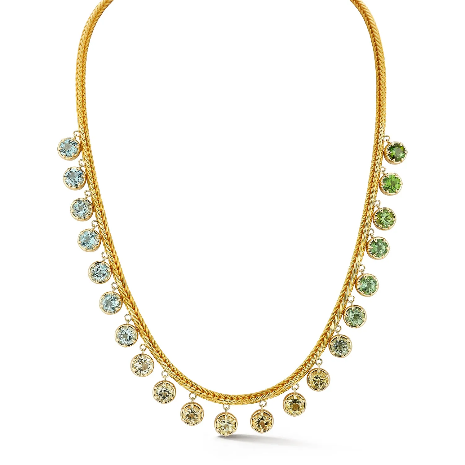 Ombré Fringe Necklace - Tourmaline, Aquamarine and Citrine