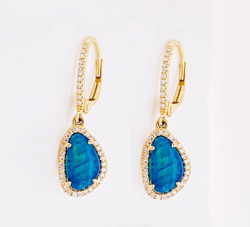 Opal Diamond Halo Earring Dangles