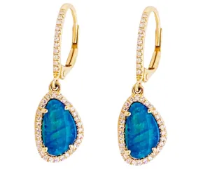 Opal Diamond Halo Earring Dangles