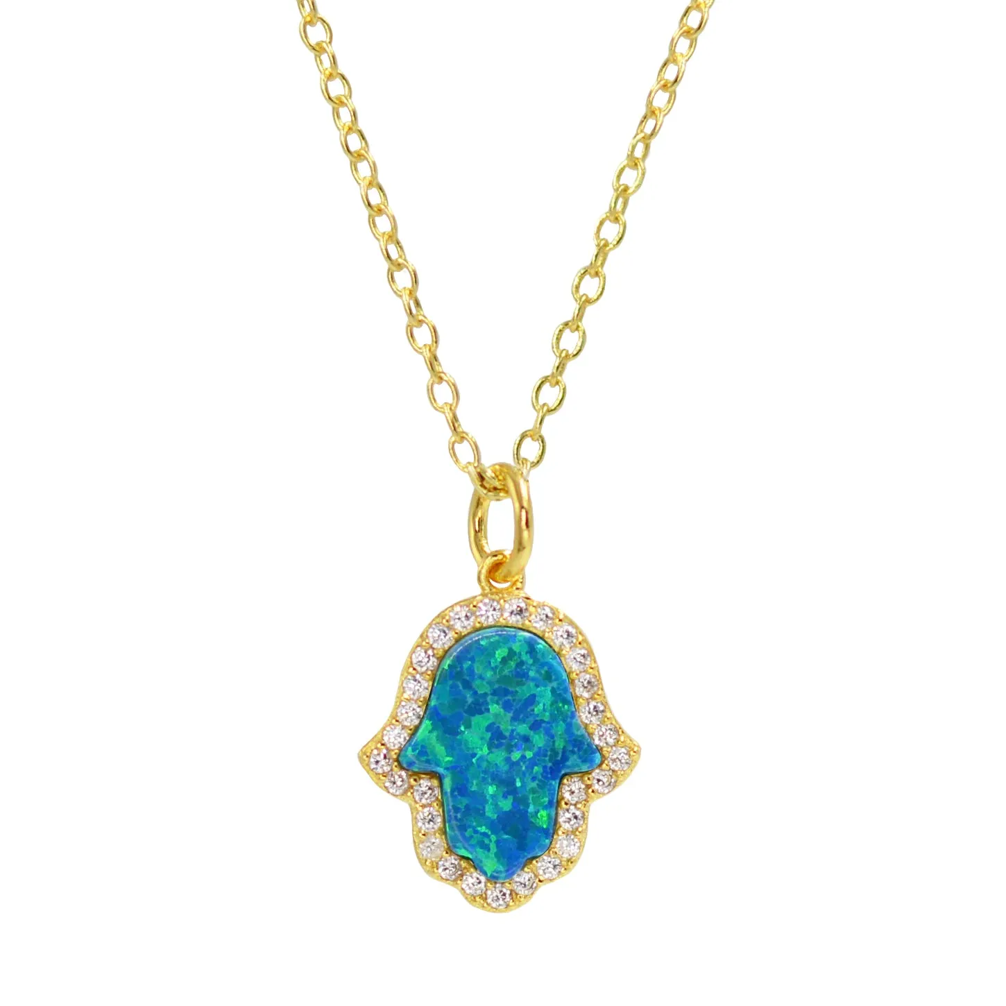 Opal Hamsa Hand Necklace