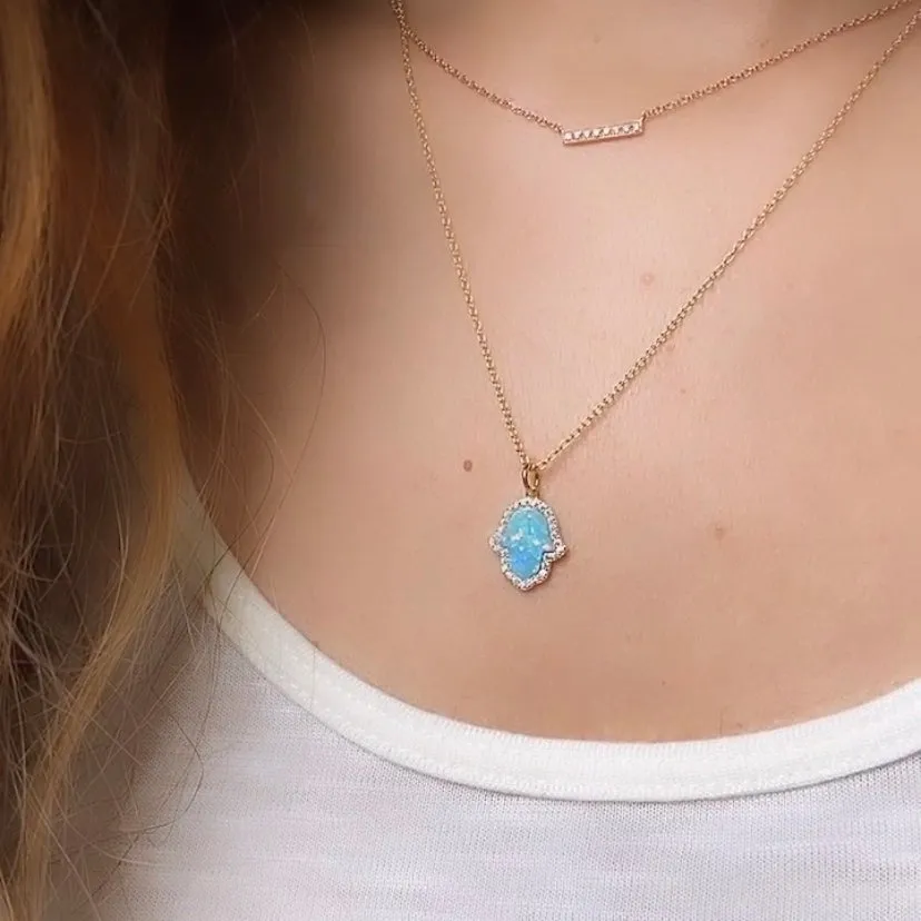 Opal Hamsa Hand Necklace