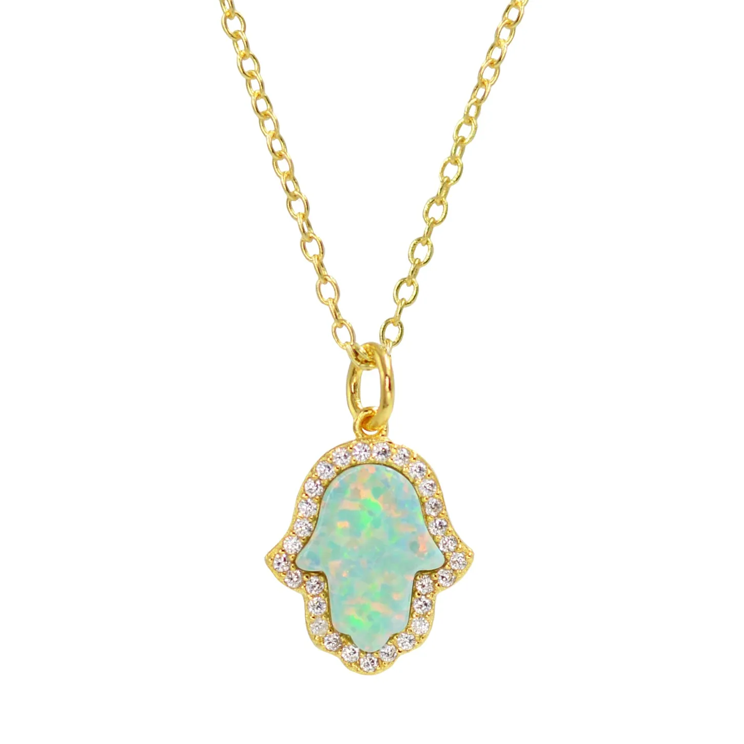 Opal Hamsa Hand Necklace