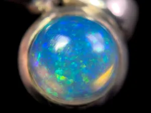 OPAL Pendant, Pinfire - Sterling Silver, 8mm Round Cabochon - Opal Necklace, Birthstone Necklace, Opal Jewelry, Welo Opal, 49104