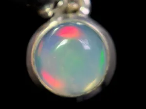 OPAL Pendant - Sterling Silver, 8mm Round Cabochon - Opal Necklace, Birthstone Necklace, Opal Jewelry, Welo Opal, 49103