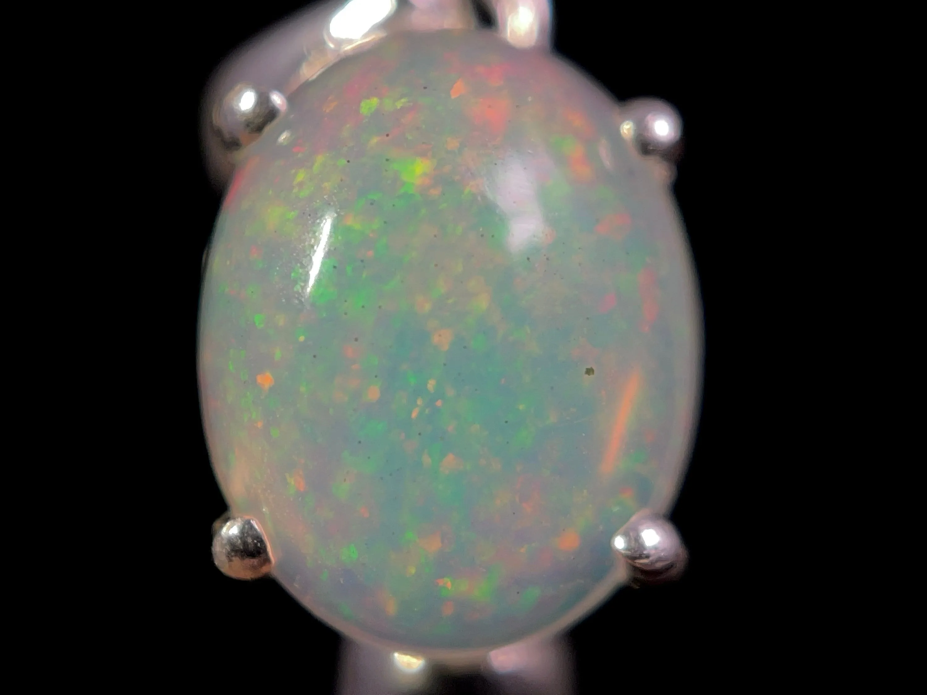 OPAL Pendant - Sterling Silver, 9x11mm Oval Cabochon - Opal Necklace, Birthstone Necklace, Opal Jewelry, Welo Opal, 49089