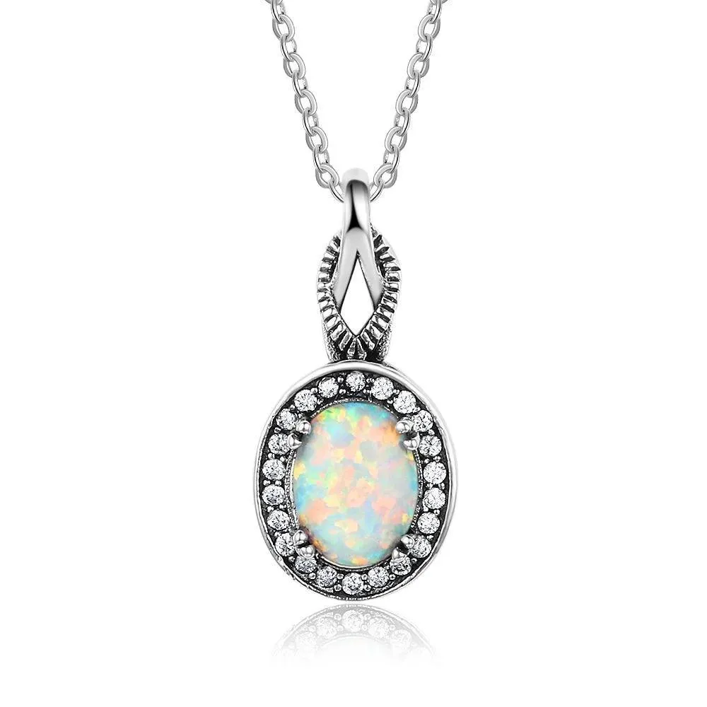 Opal Pendants & Necklace 925 Sterling Silver Round Opal