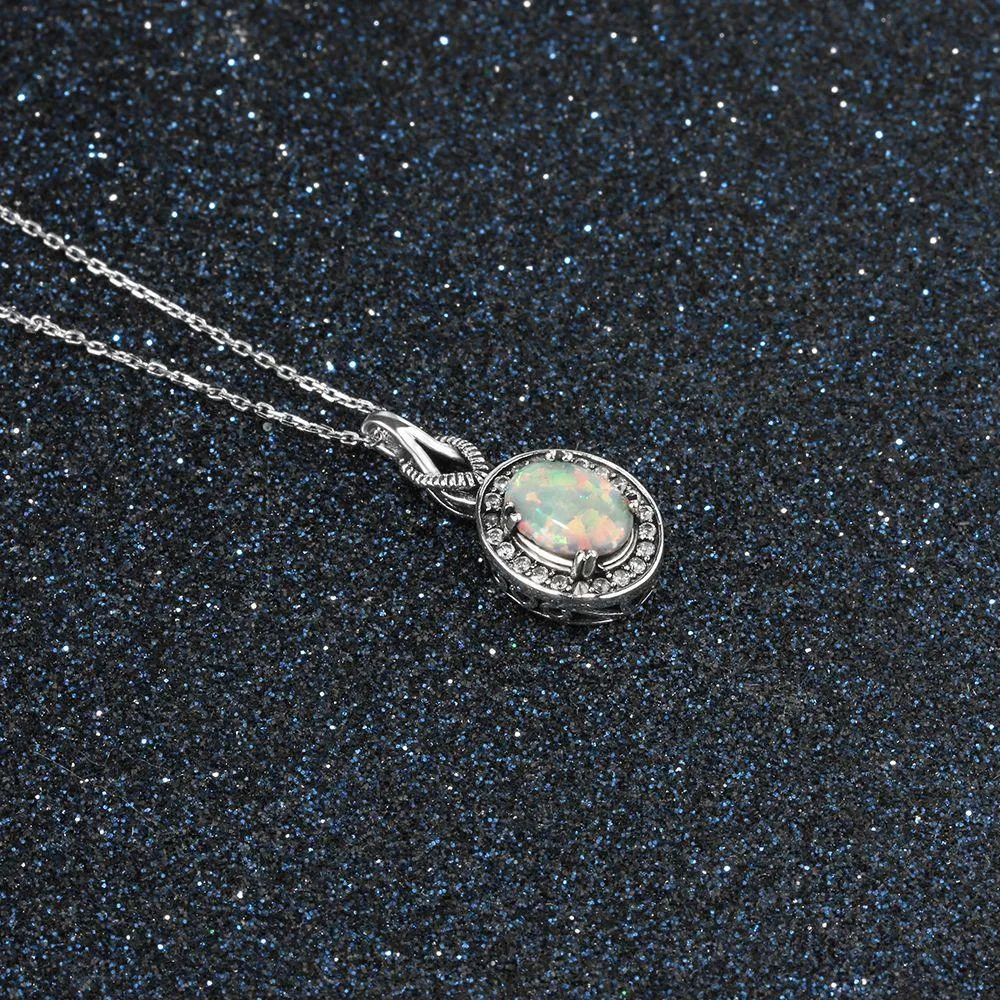 Opal Pendants & Necklace 925 Sterling Silver Round Opal