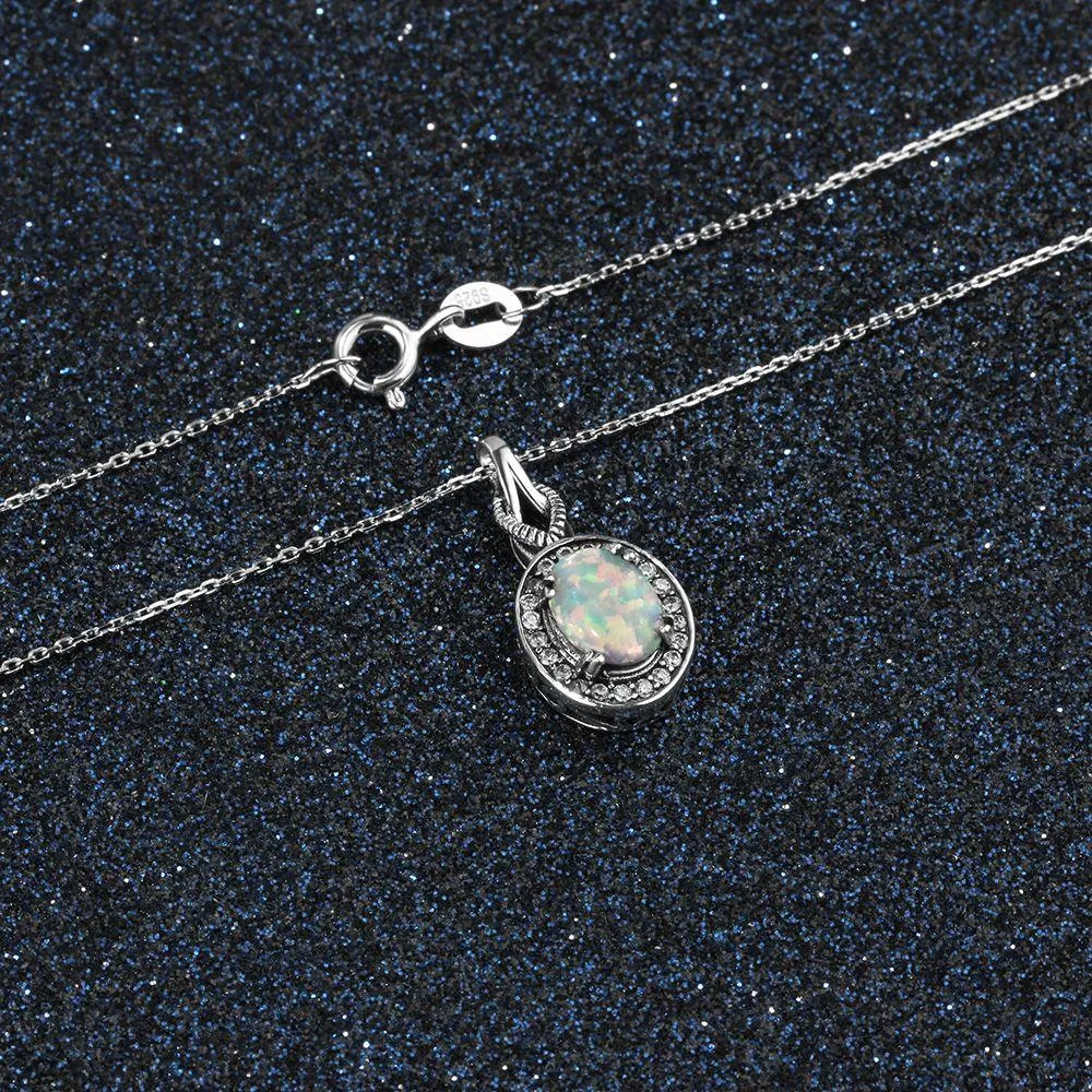 Opal Pendants & Necklace 925 Sterling Silver Round Opal