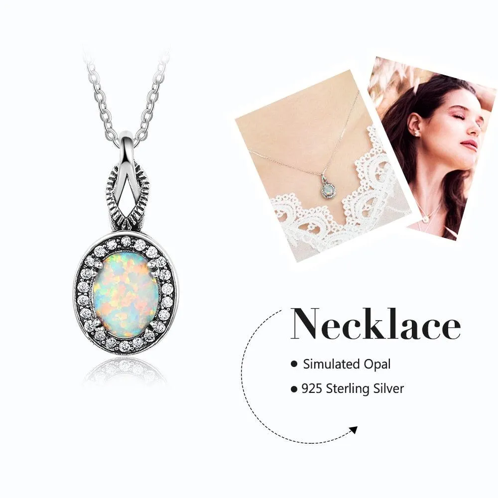 Opal Pendants & Necklace 925 Sterling Silver Round Opal