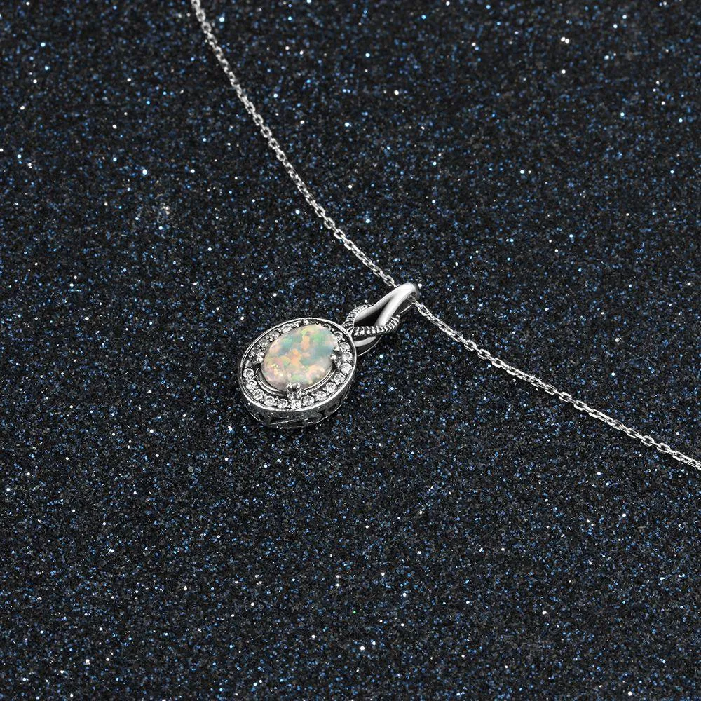 Opal Pendants & Necklace 925 Sterling Silver Round Opal