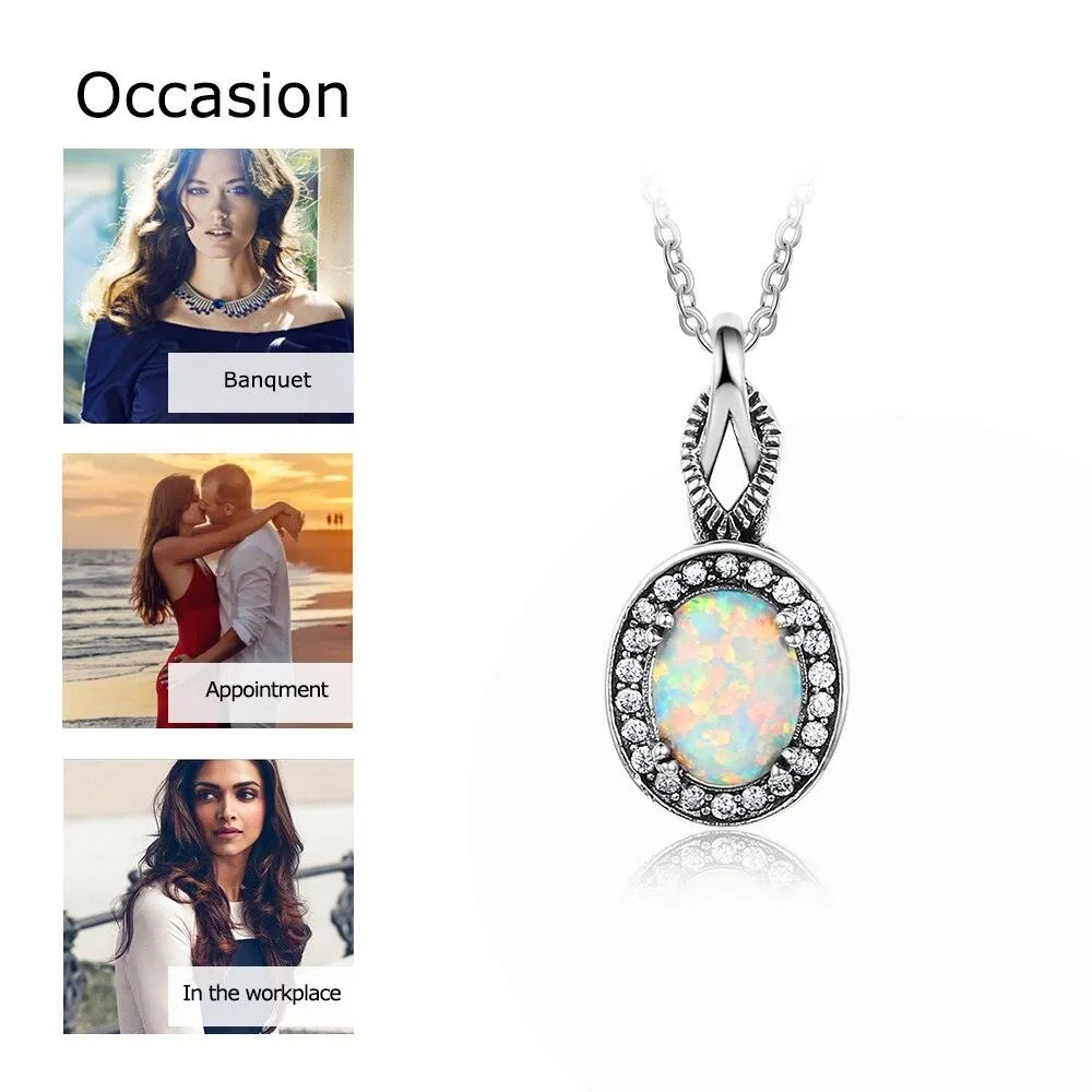 Opal Pendants & Necklace 925 Sterling Silver Round Opal