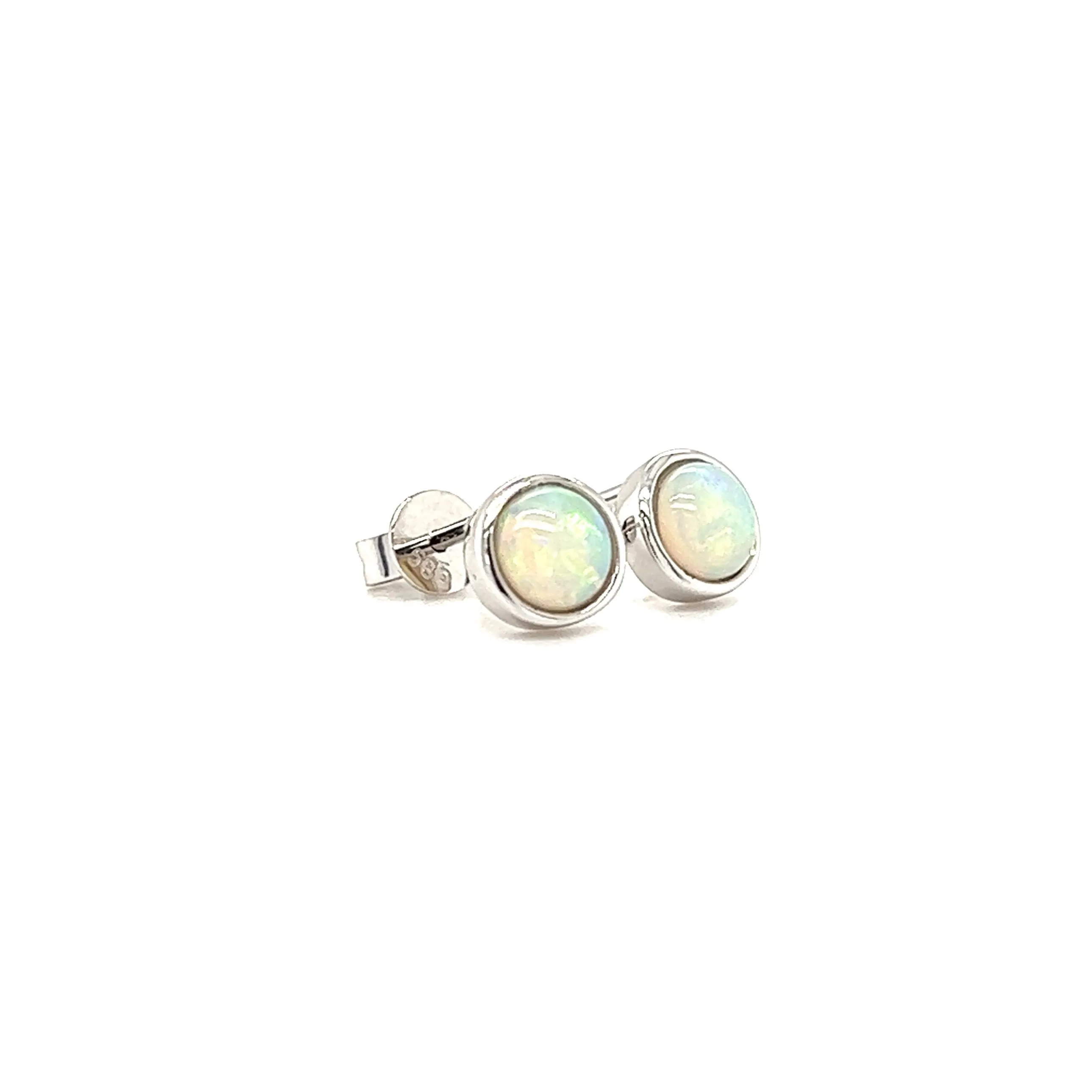 Opal Stud Earrings with 0.66ctw of Opals in 14K White Gold