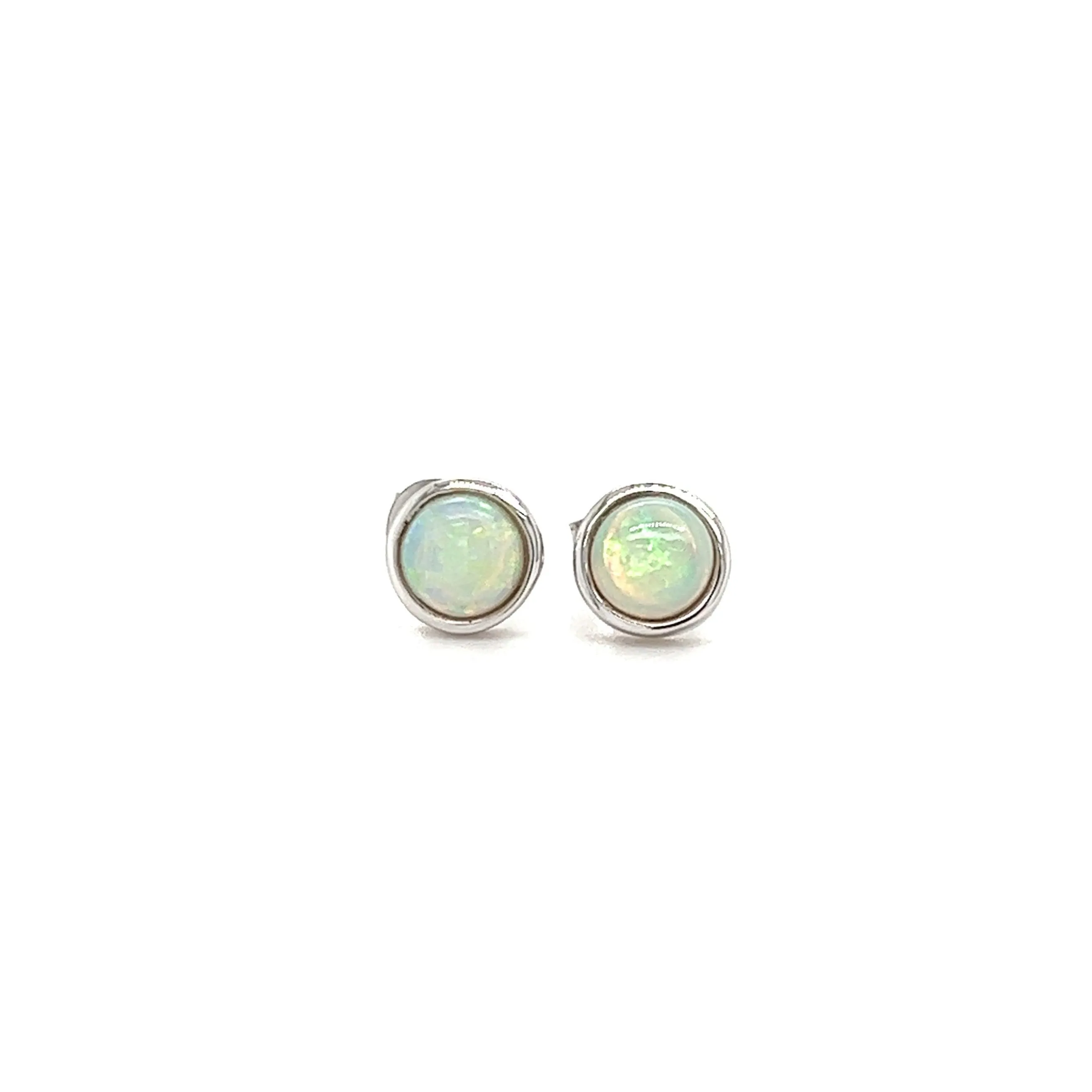 Opal Stud Earrings with 0.66ctw of Opals in 14K White Gold