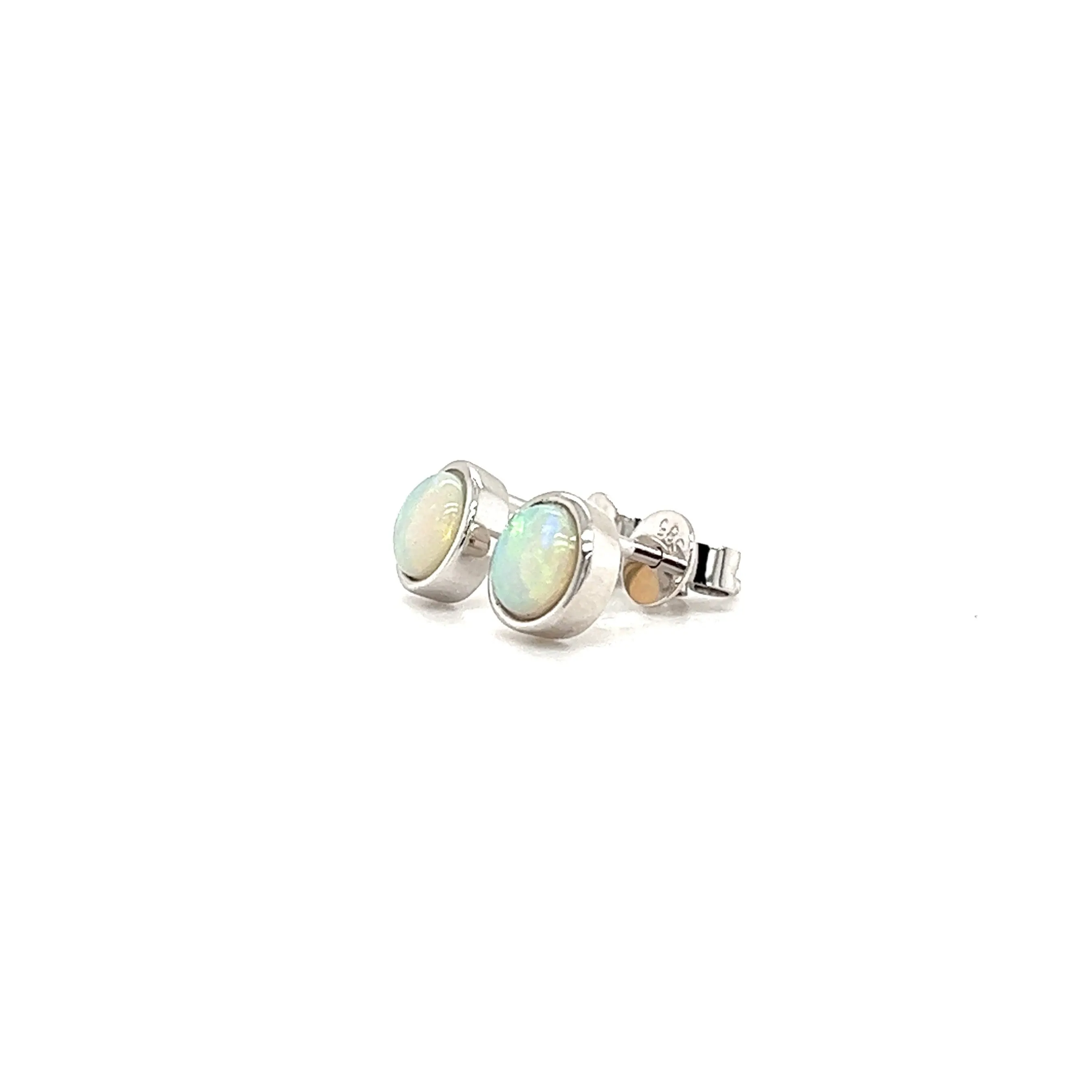 Opal Stud Earrings with 0.66ctw of Opals in 14K White Gold