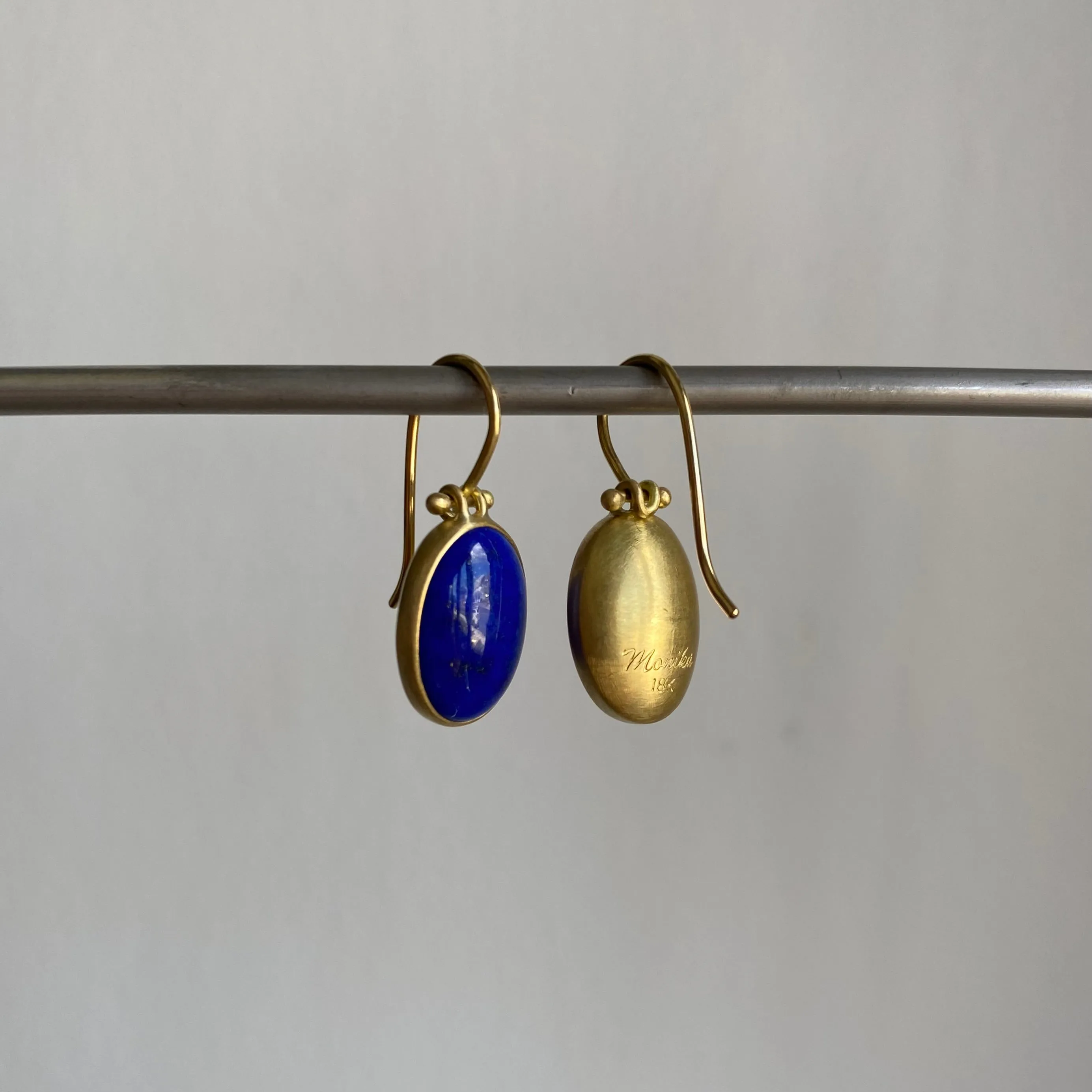 Oval Lapis Lazuli Drop Earrings