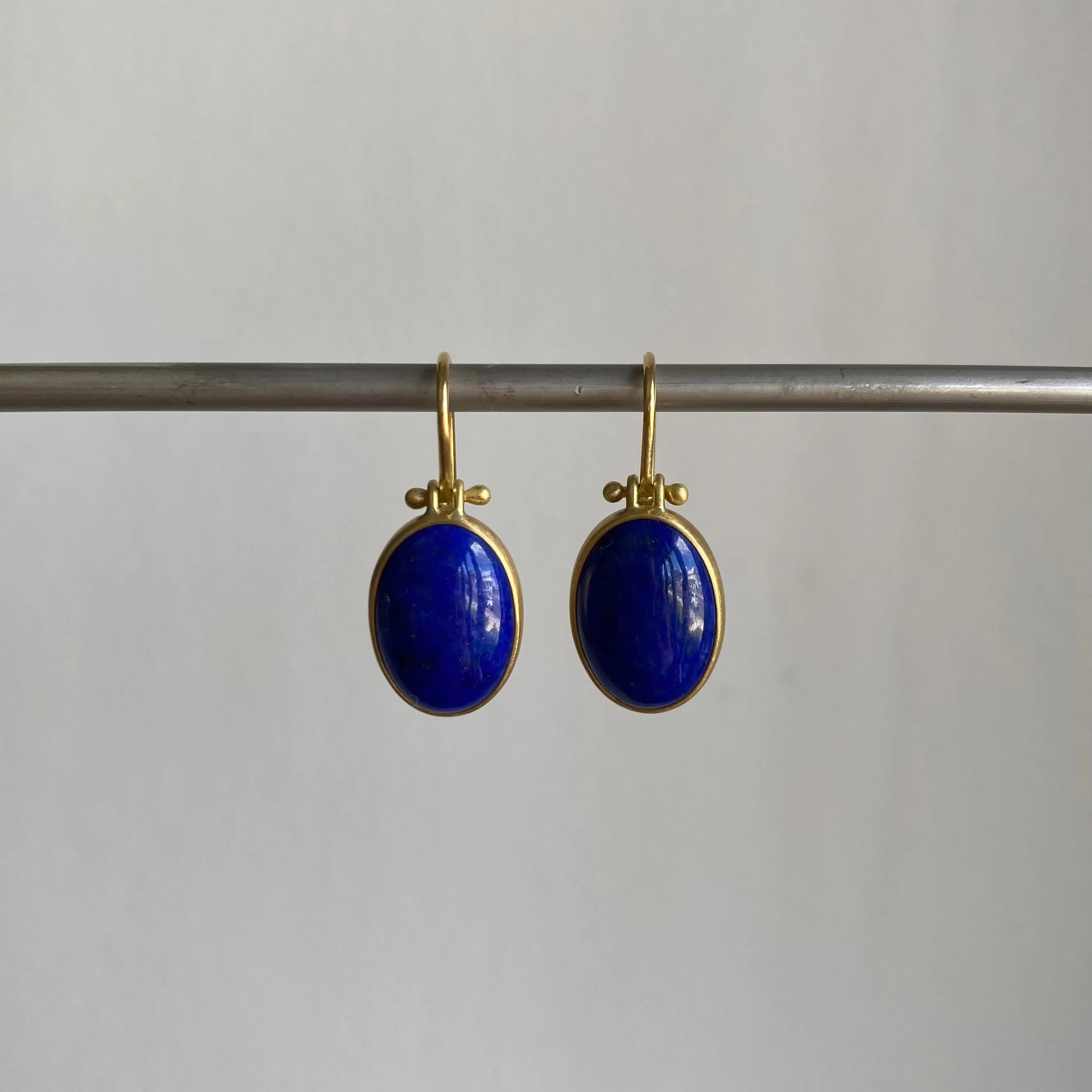 Oval Lapis Lazuli Drop Earrings