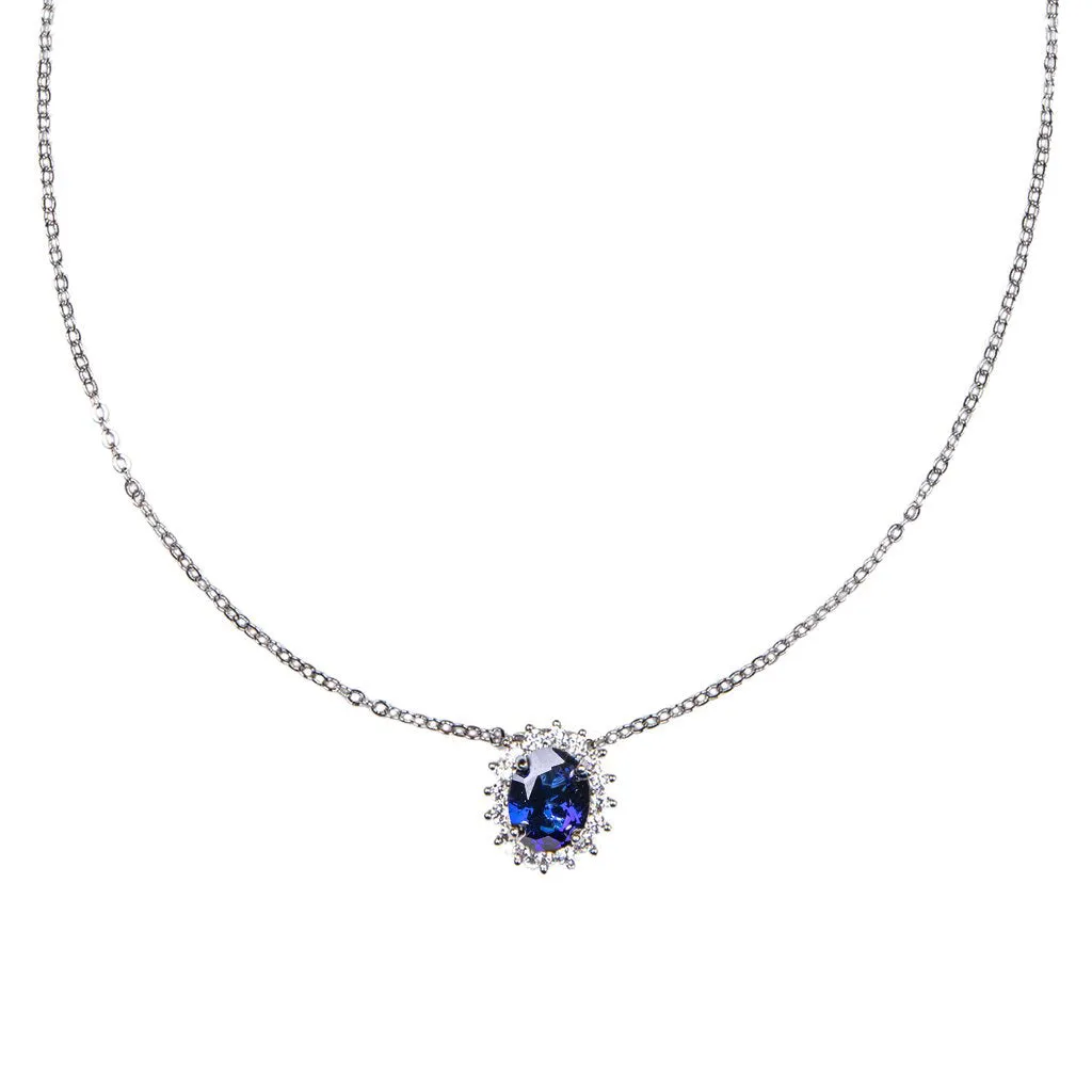 Oval Sapphire Pendant Necklace