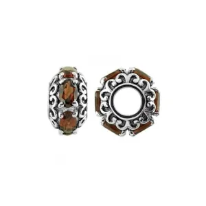 Oxidised Silver & Garnet Wheel Charm S482G