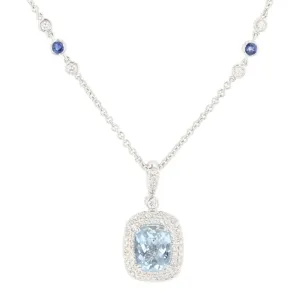 Pastel Aquamarine, Sapphire and Diamond Pendant