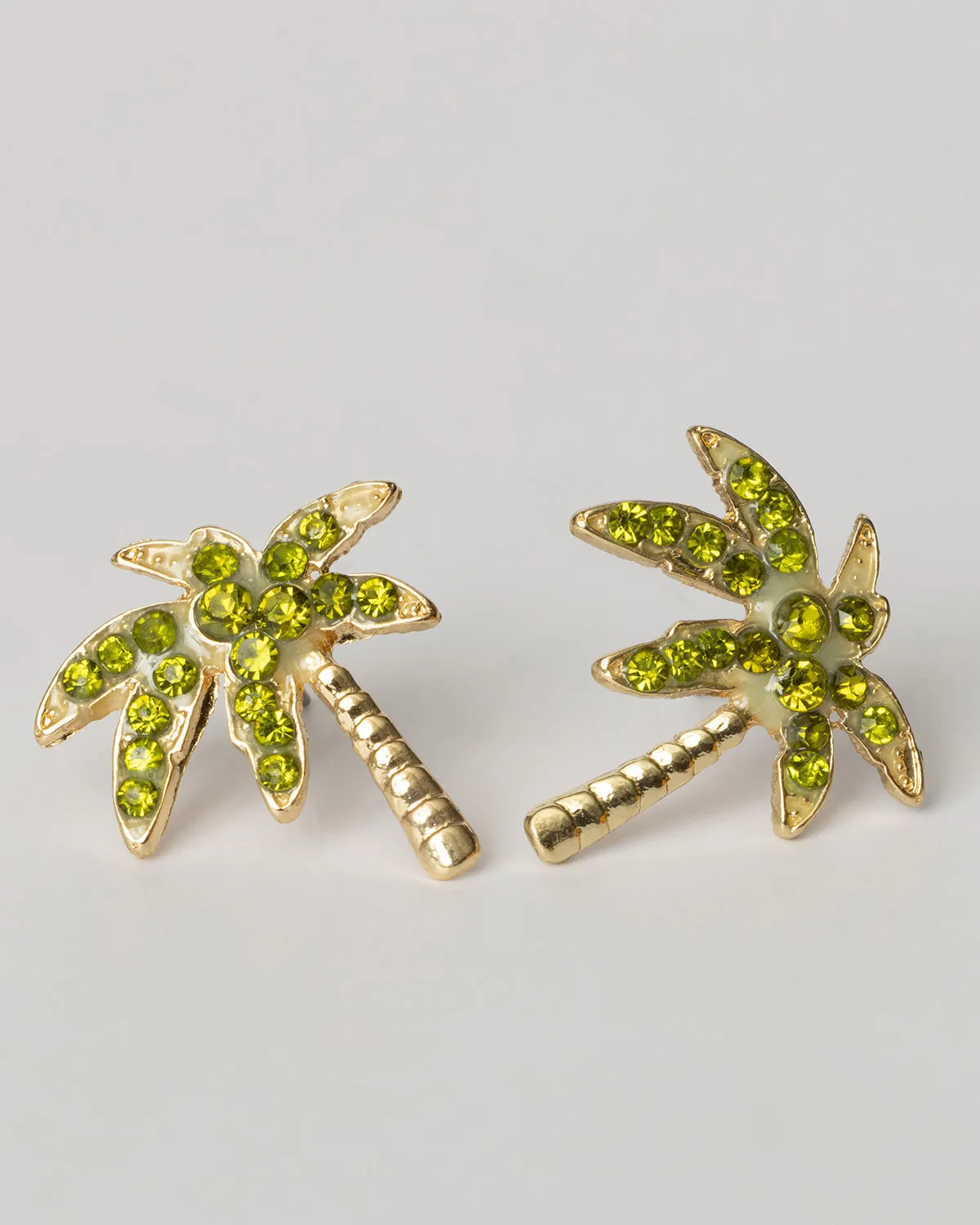 Pave Crystal Palm Tree Stud Earrings Coastal Cowgirl