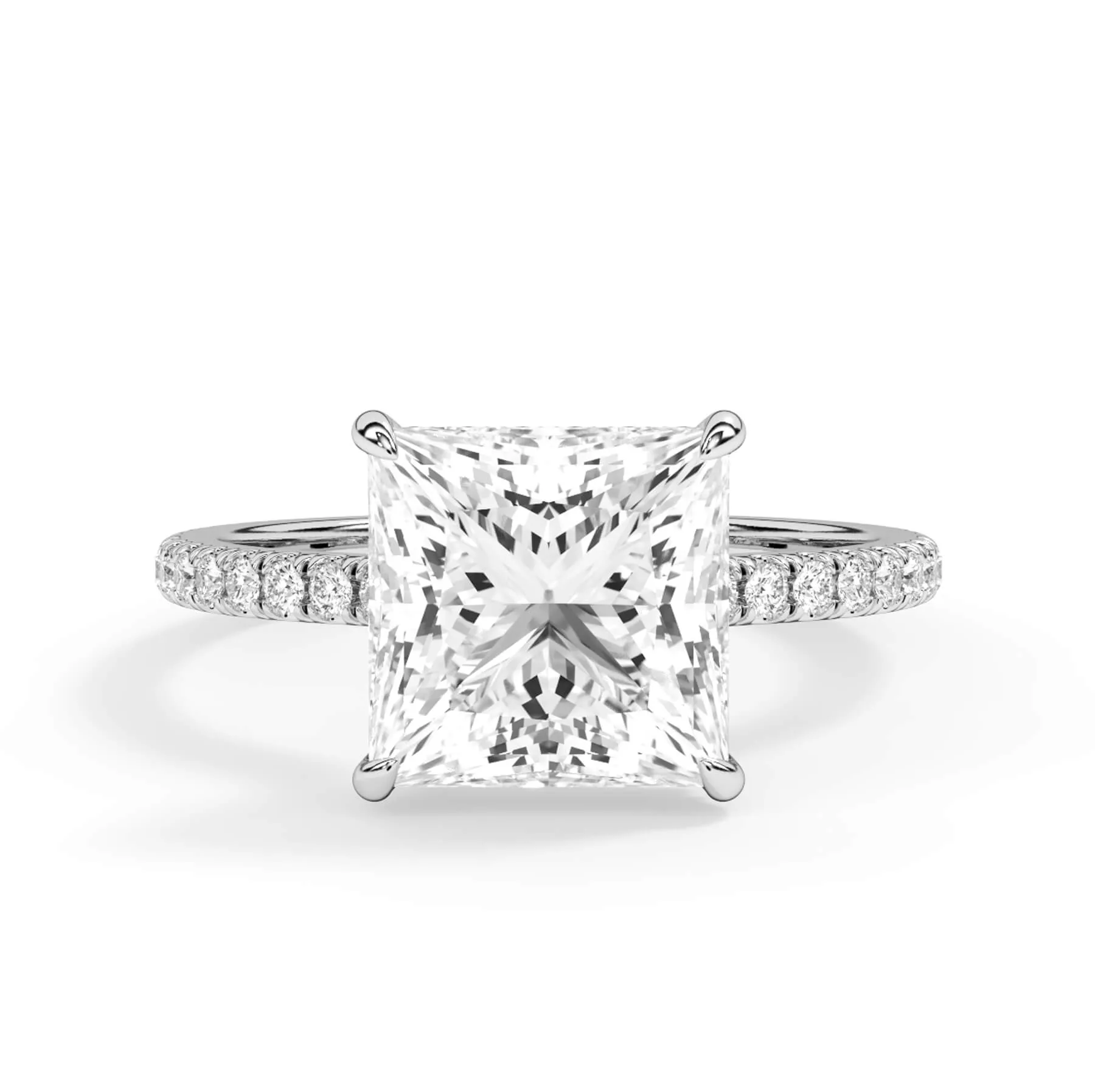 Pave Hidden Basket Diamond Accented Delicate Engagement Ring