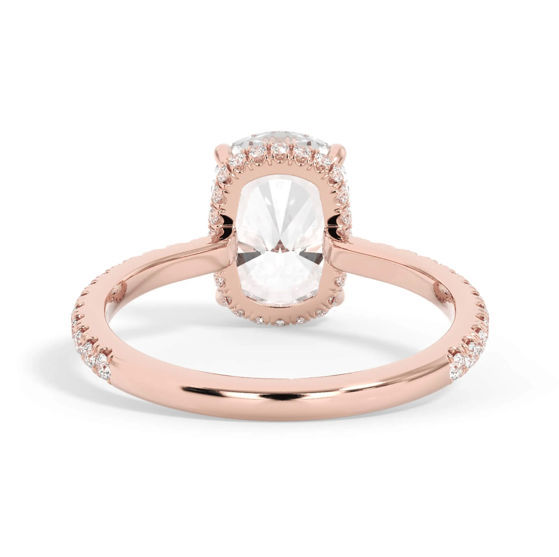 Pave Hidden Basket Diamond Accented Delicate Engagement Ring