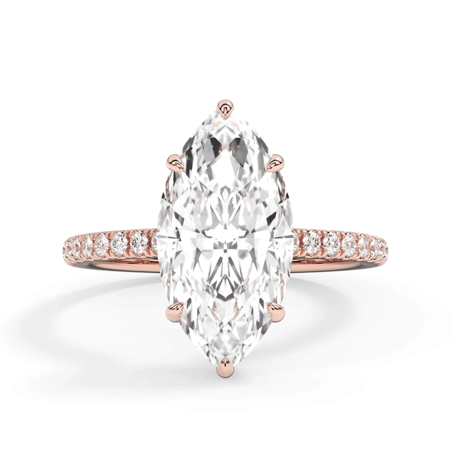 Pave Hidden Basket Diamond Accented Delicate Engagement Ring