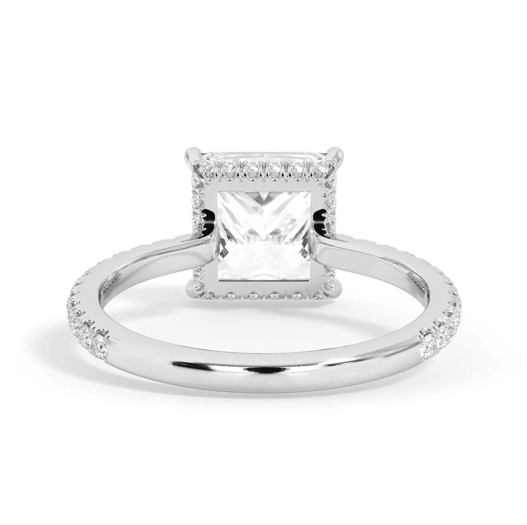 Pave Hidden Basket Diamond Accented Delicate Engagement Ring