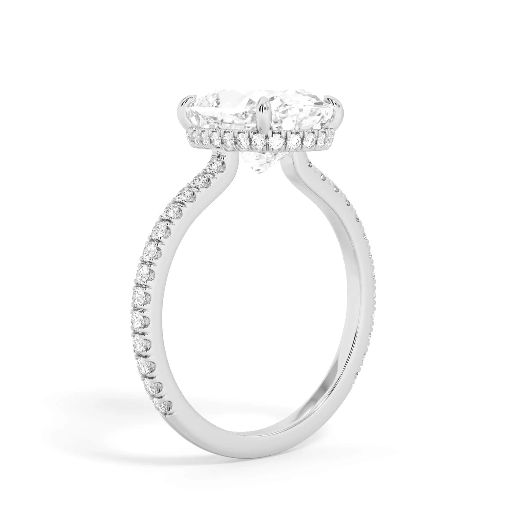 Pave Hidden Basket Diamond Accented Delicate Engagement Ring