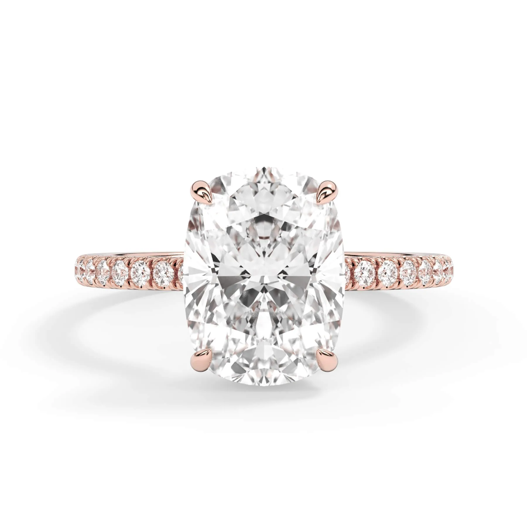 Pave Hidden Basket Diamond Accented Delicate Engagement Ring