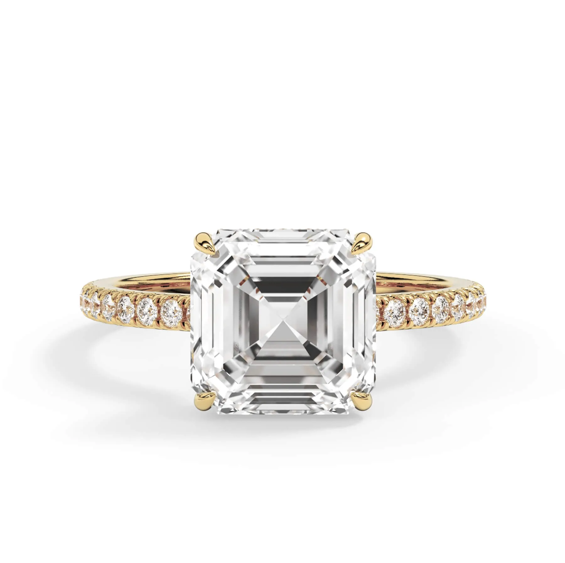 Pave Hidden Basket Diamond Accented Delicate Engagement Ring