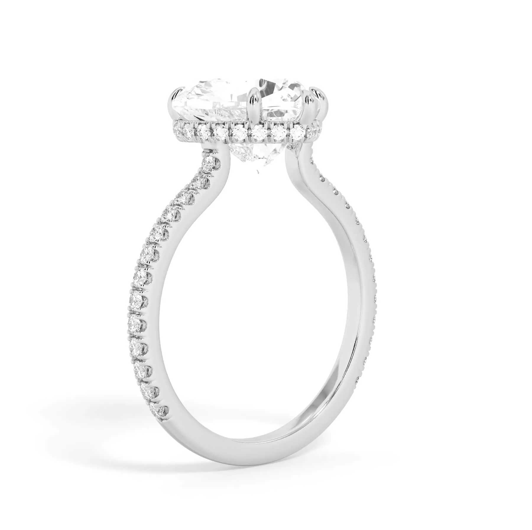 Pave Hidden Basket Diamond Accented Delicate Engagement Ring