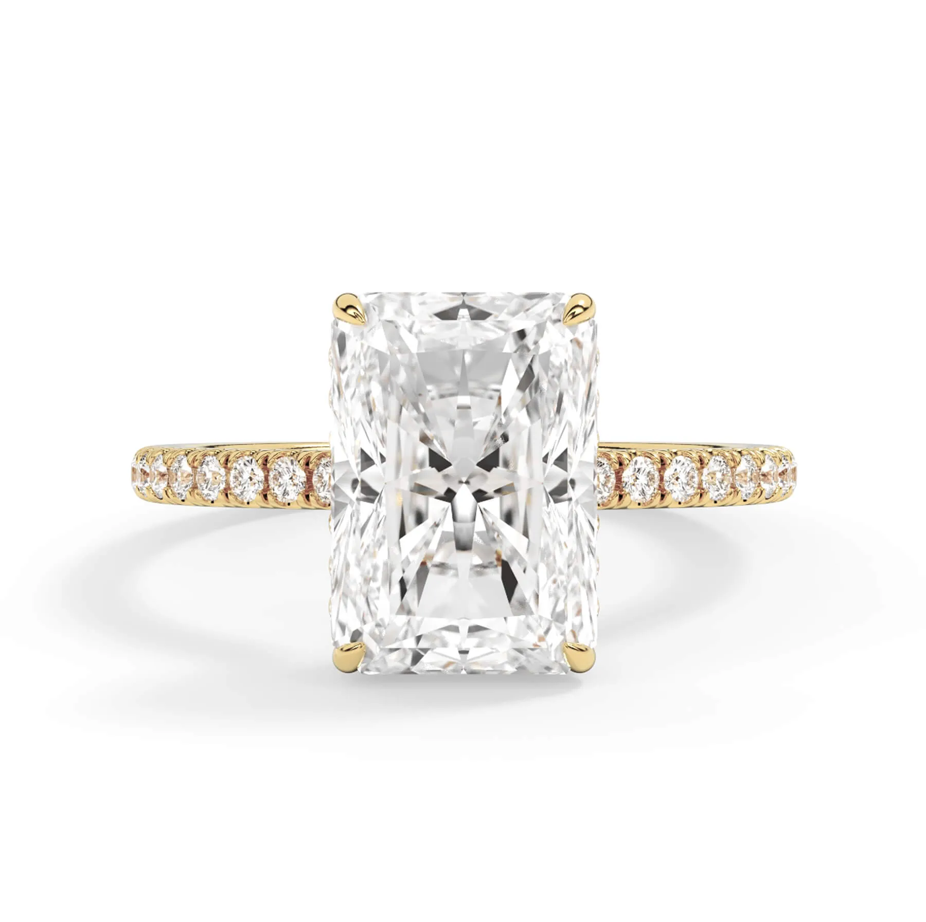 Pave Hidden Basket Diamond Accented Delicate Engagement Ring