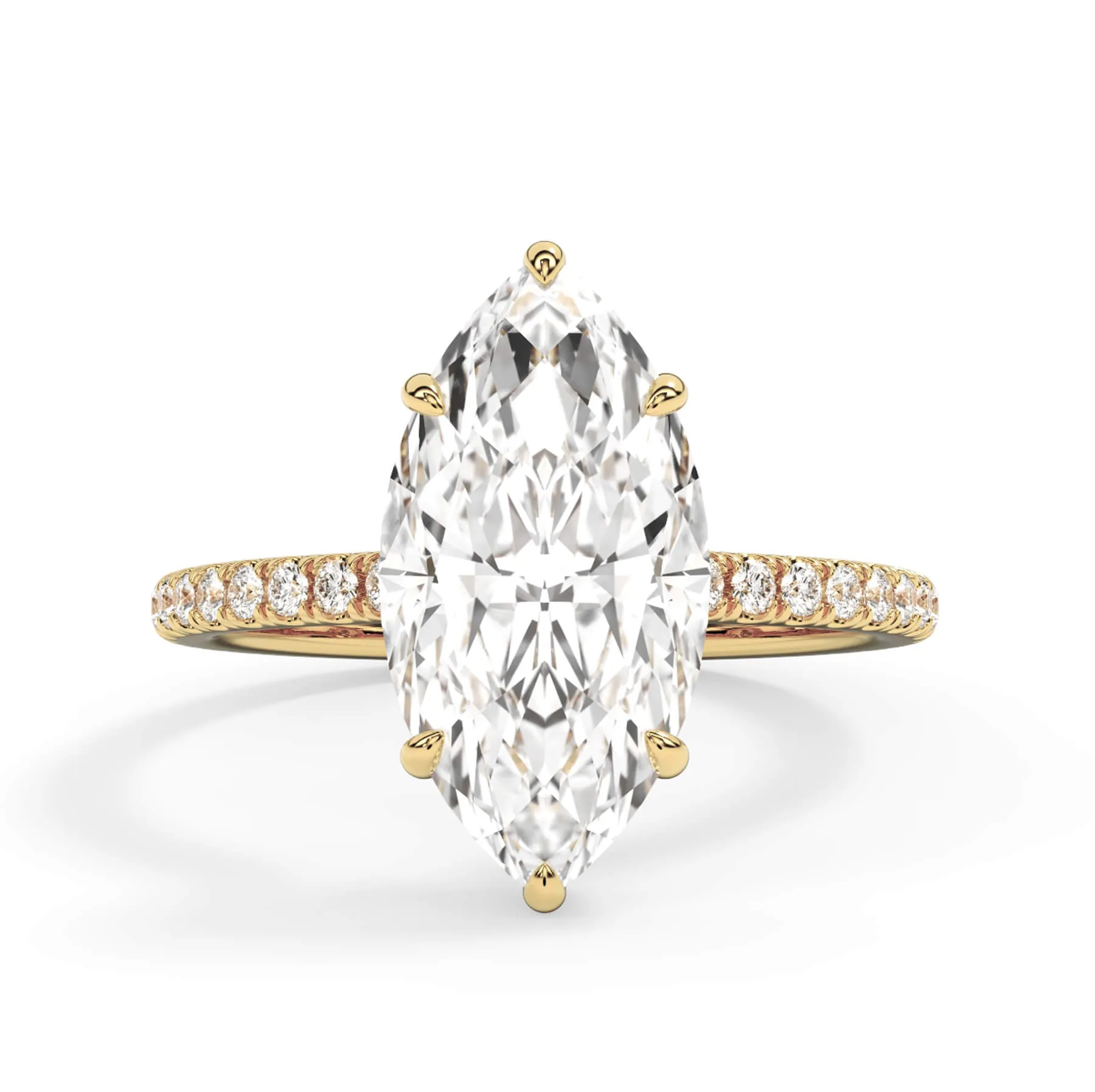 Pave Hidden Basket Diamond Accented Delicate Engagement Ring