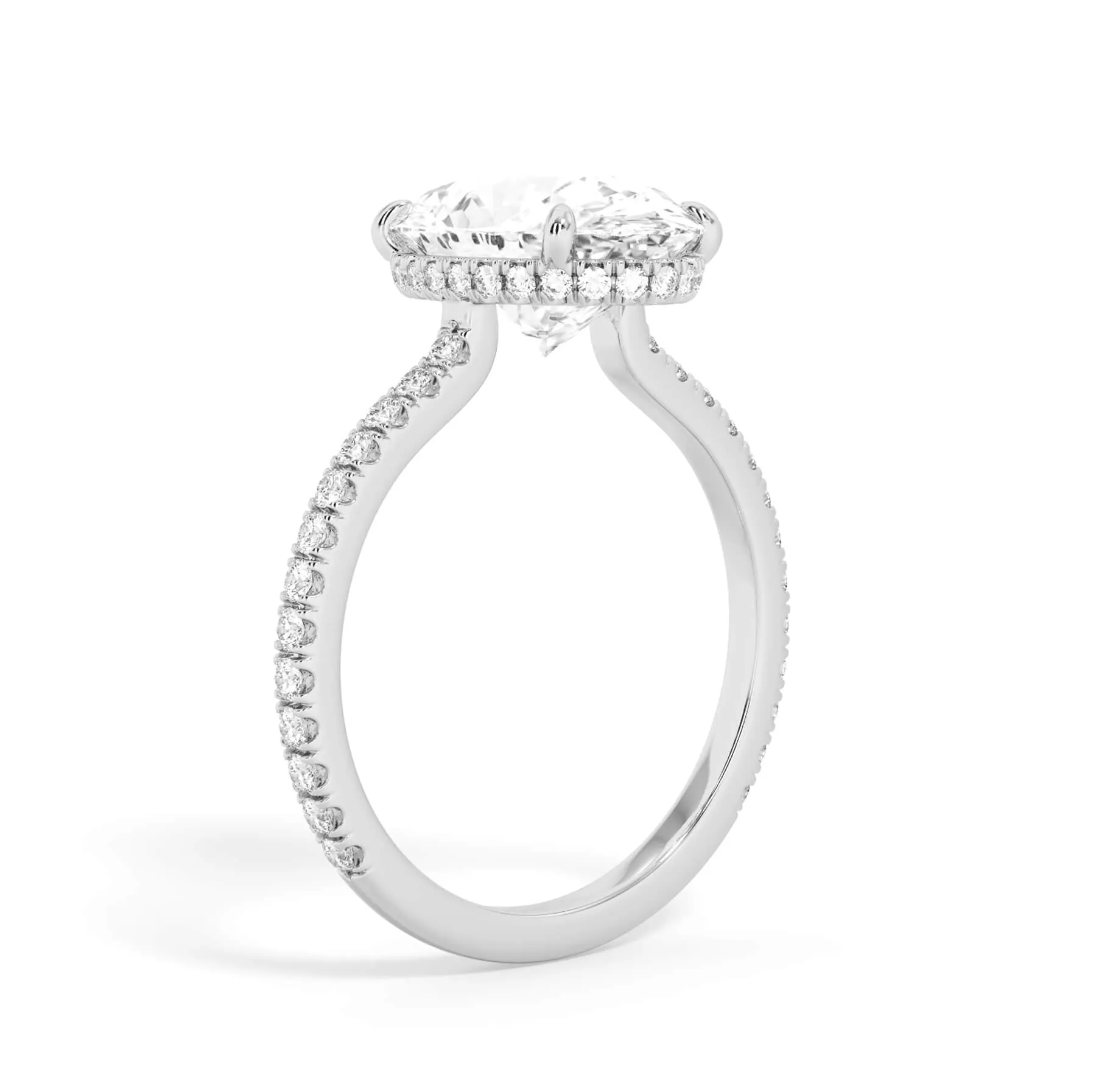 Pave Hidden Basket Diamond Accented Delicate Engagement Ring