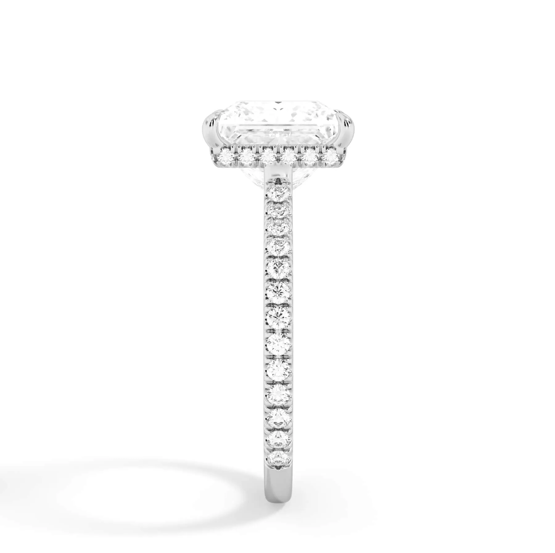 Pave Hidden Basket Diamond Accented Delicate Engagement Ring