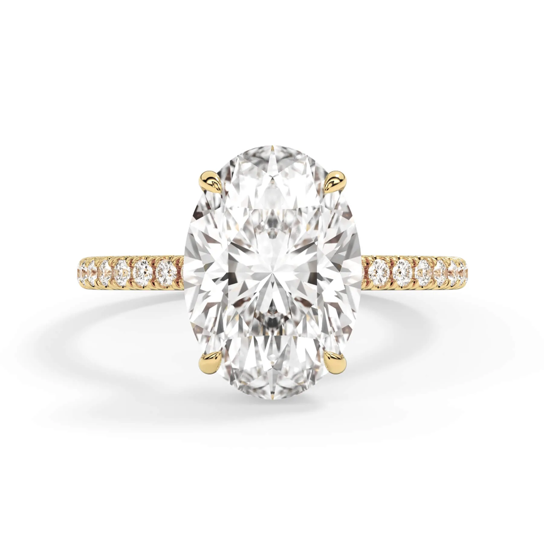 Pave Hidden Basket Diamond Accented Delicate Engagement Ring