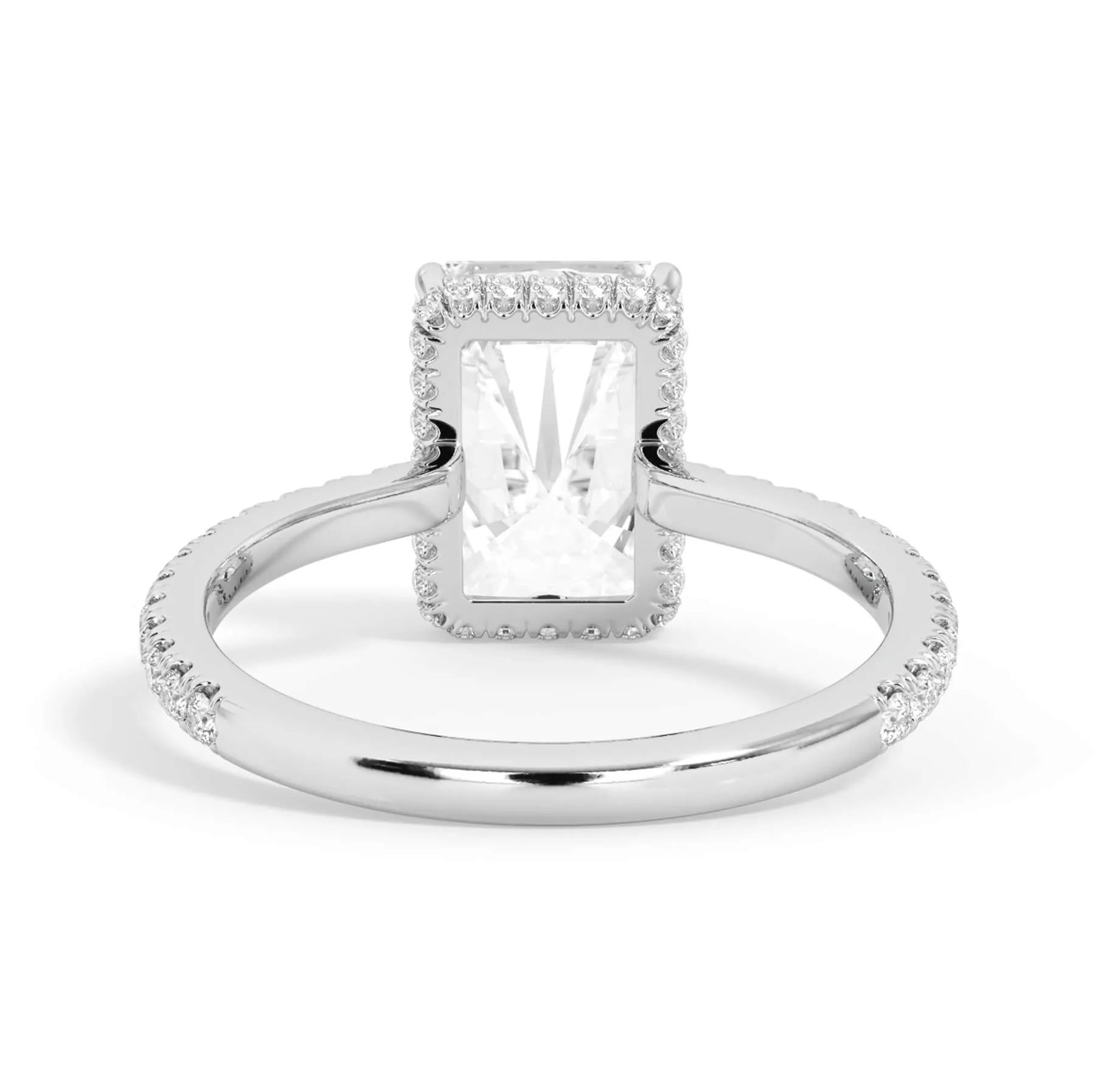 Pave Hidden Basket Diamond Accented Delicate Engagement Ring