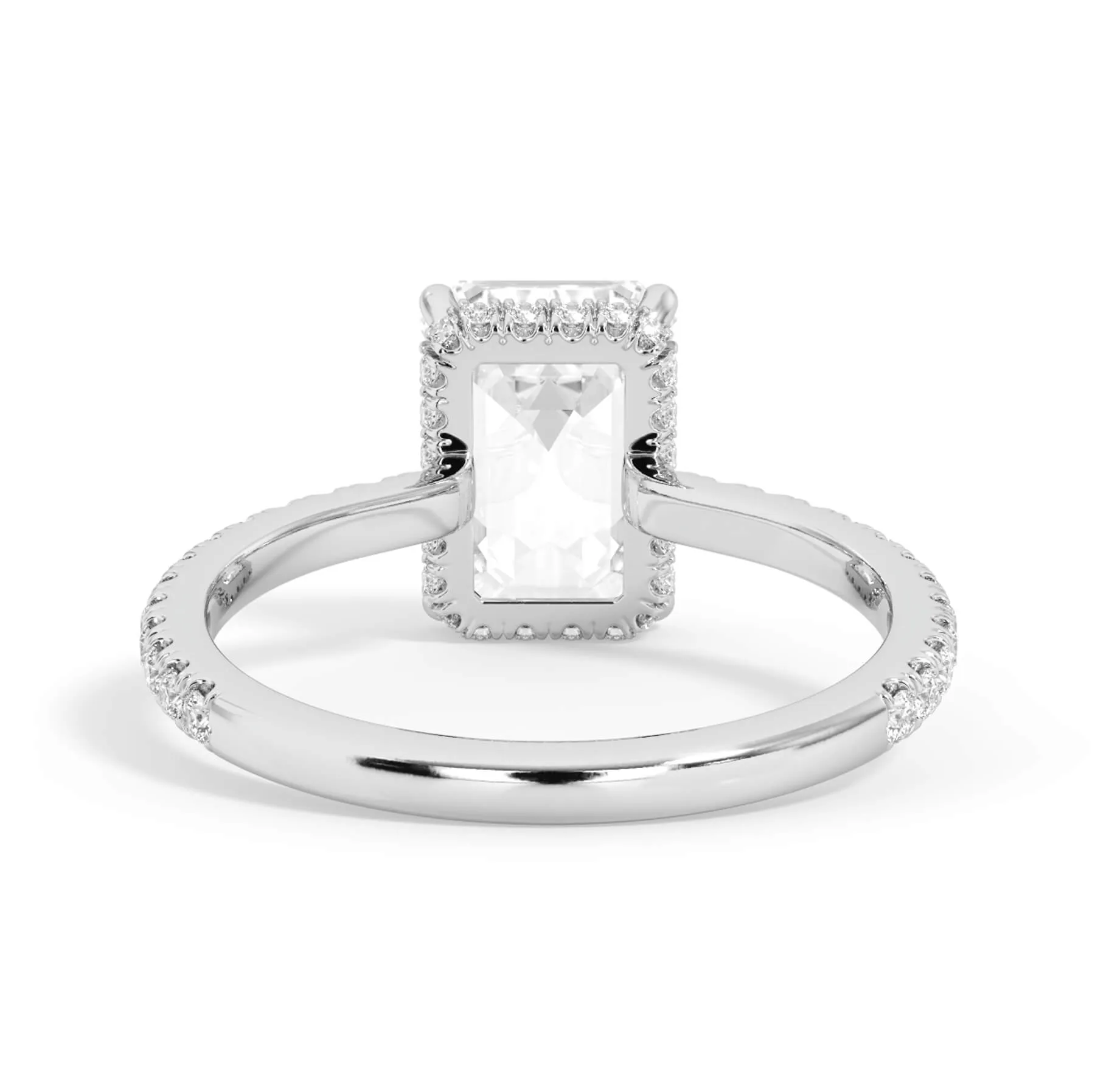 Pave Hidden Basket Diamond Accented Delicate Engagement Ring