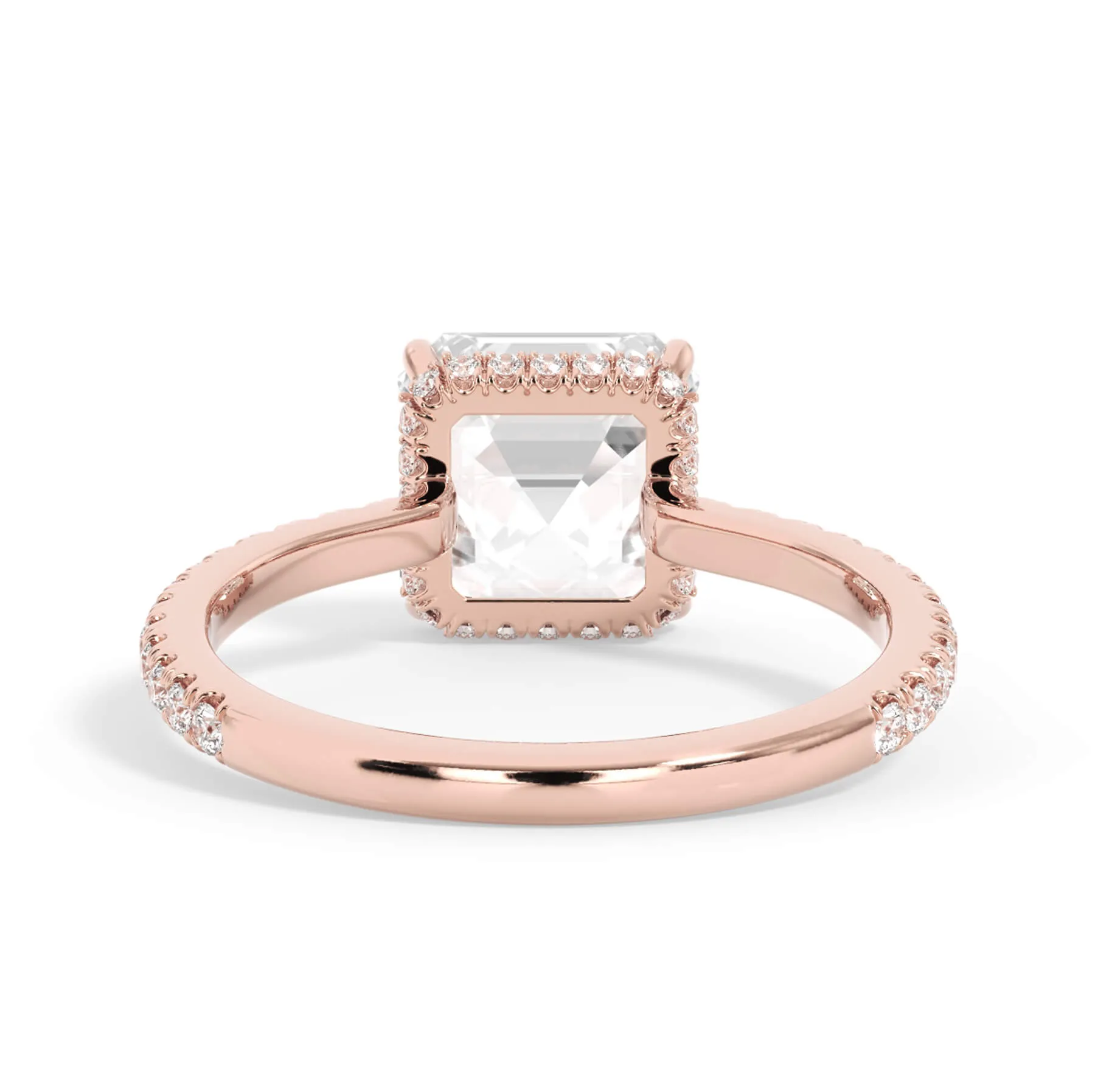 Pave Hidden Basket Diamond Accented Delicate Engagement Ring