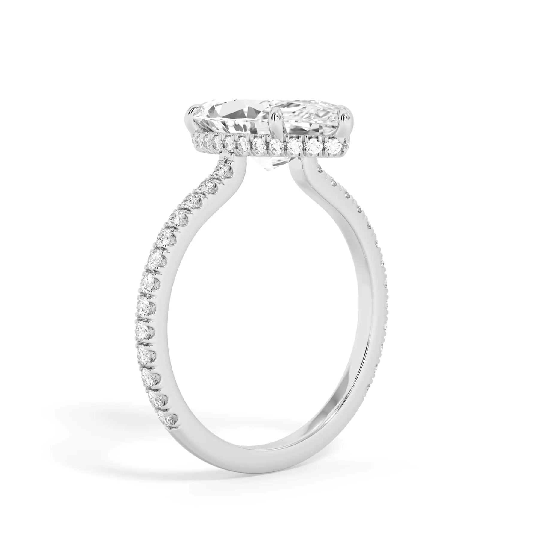 Pave Hidden Basket Diamond Accented Delicate Engagement Ring