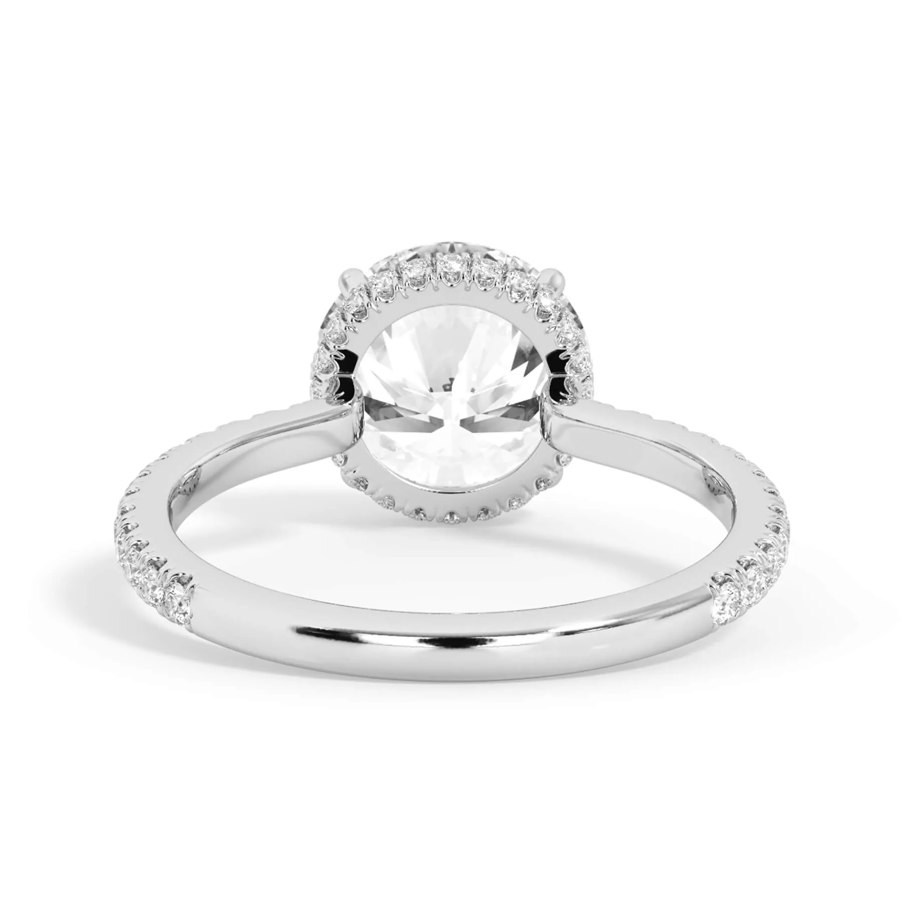 Pave Hidden Basket Diamond Accented Delicate Engagement Ring