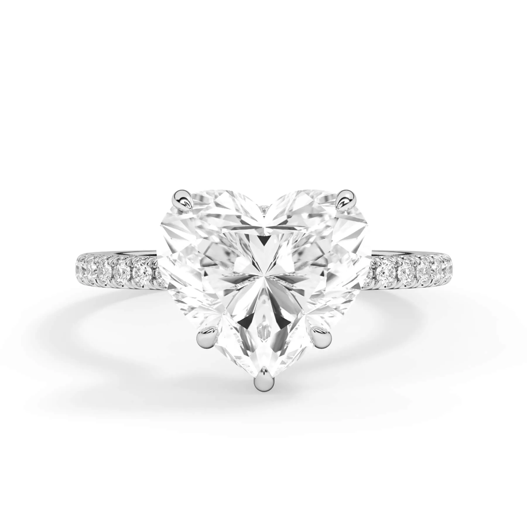 Pave Hidden Basket Diamond Accented Delicate Engagement Ring