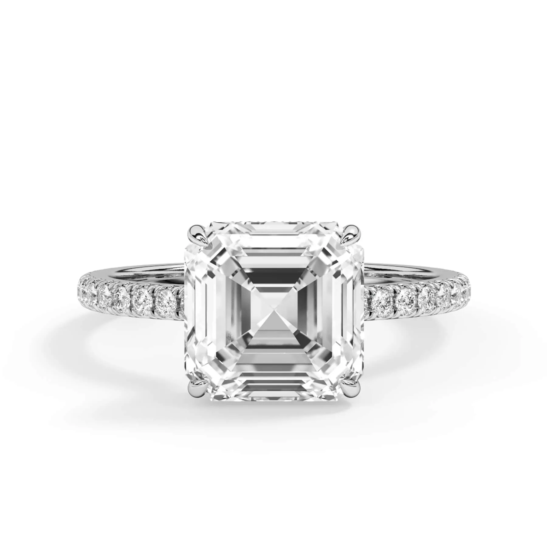 Pave Hidden Basket Diamond Accented Delicate Engagement Ring