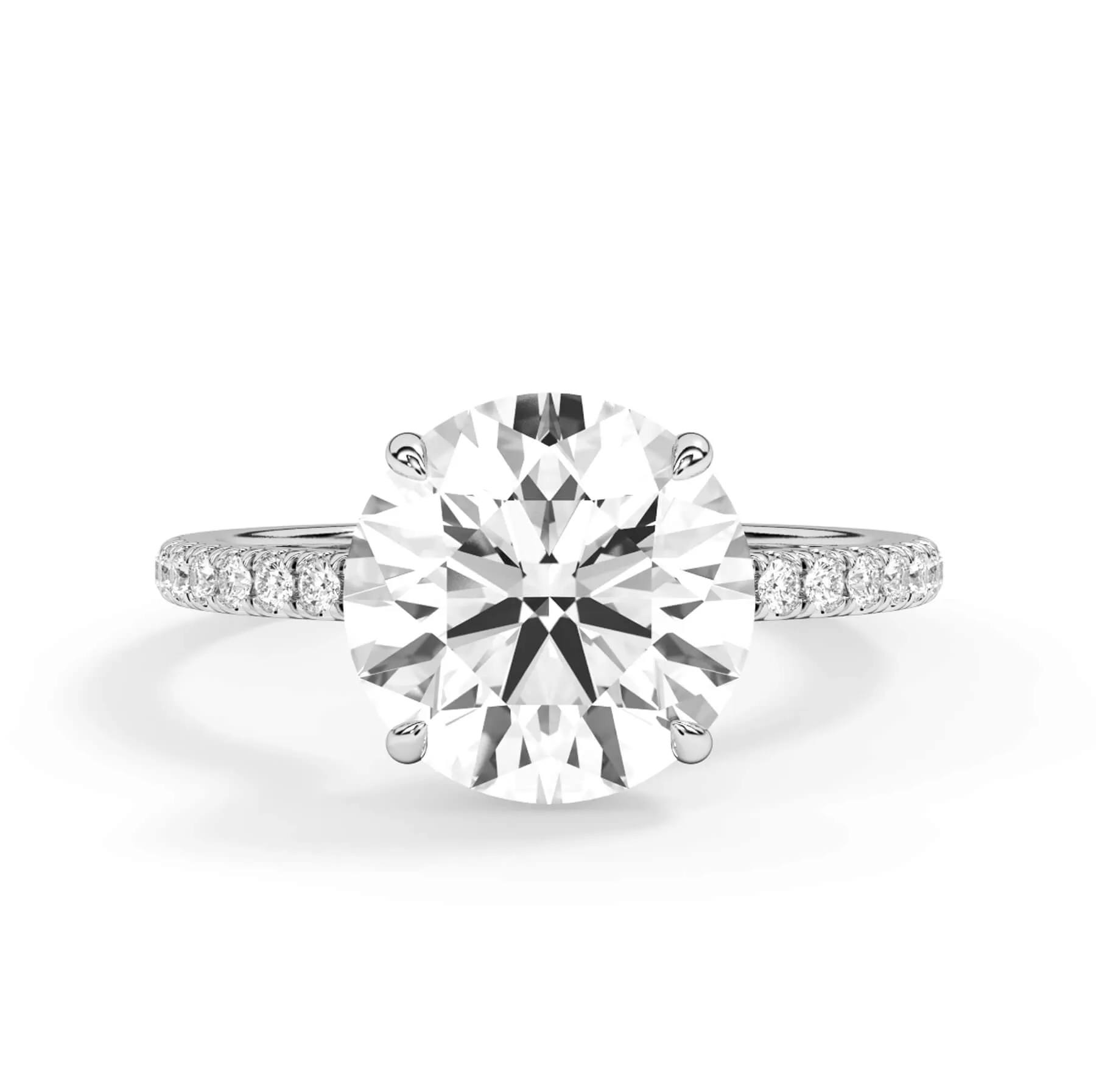 Pave Hidden Basket Diamond Accented Delicate Engagement Ring